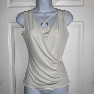 Sexy BCX Ivory Cream Cross Front Top small
